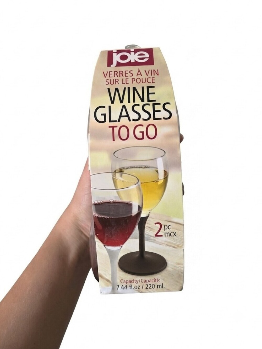 Joie Wine Glasses To Go - 2 Piece Portable Travel Set - BPA Free Plastic